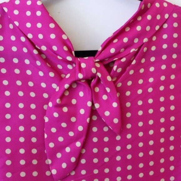 J. Crew Mock Neck Pink Polka Dot  Silk Top 6 - Picture 10 of 10